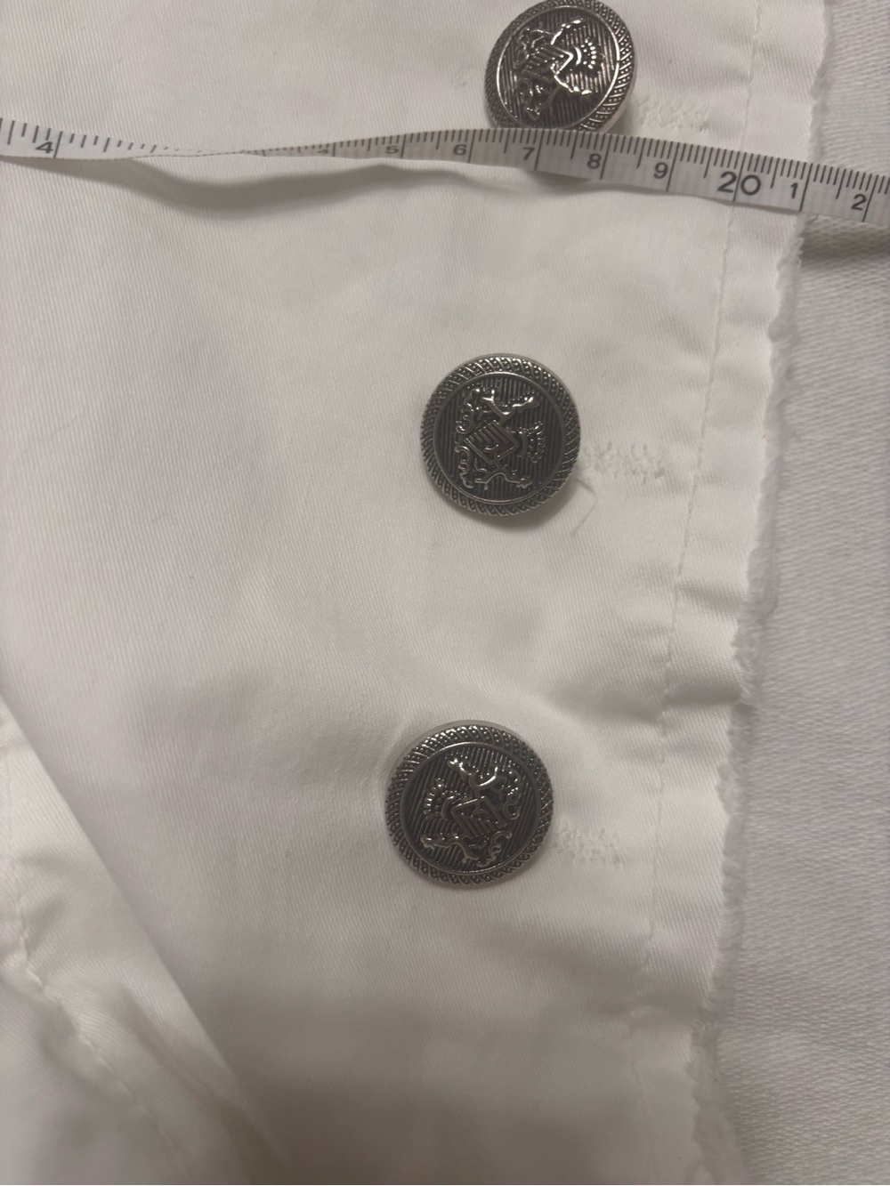 White Military-Style Utility Jacket with Double Row Buttons - Picture 8 of 9